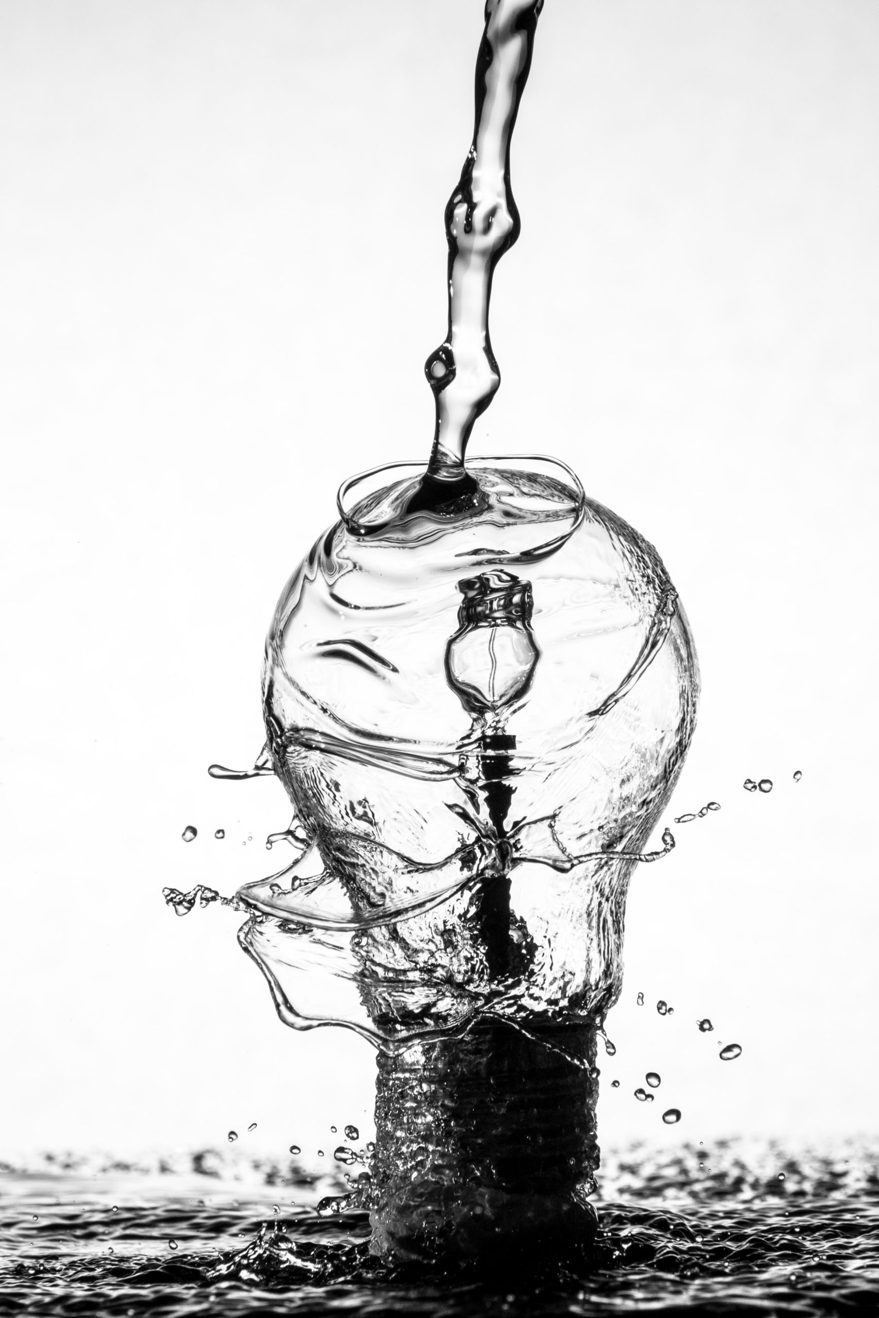 Water over light bulb